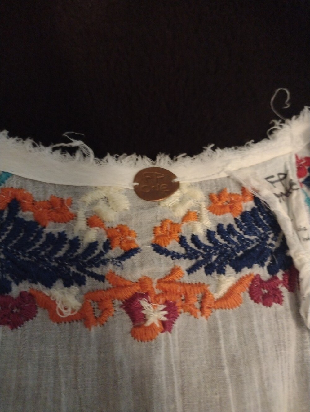 Free People One Sz M Embroidered Mini Dress Tunic Ivory Boho Festival Flowy - Picture 2 of 10